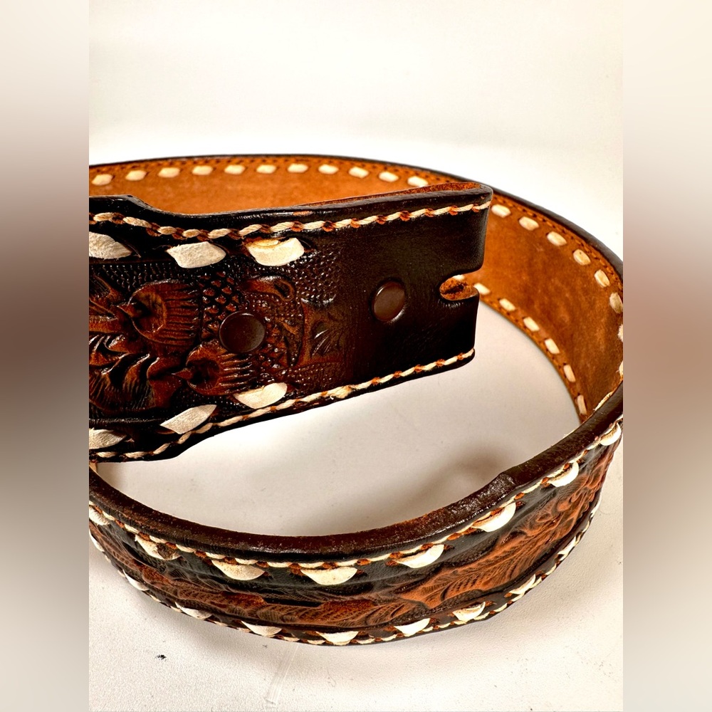 Tony Lama Brown Leather Belt with Intricate Design 31.5” lenght NWOT - Picture 4 of 6